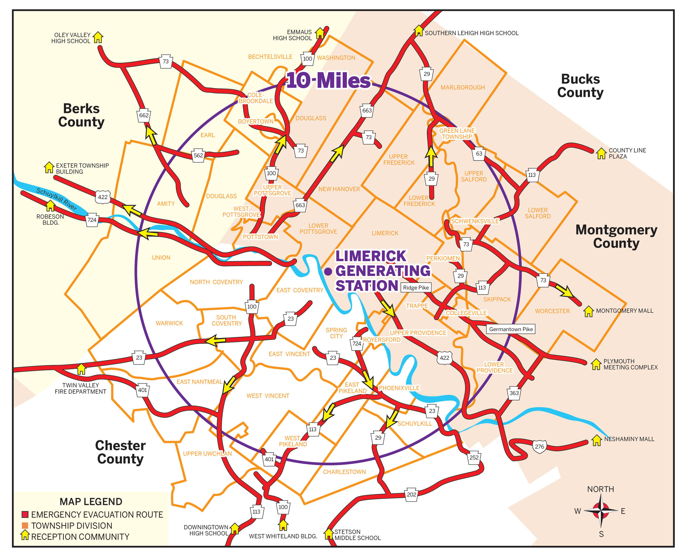 Exelon Limerick Station Route Map